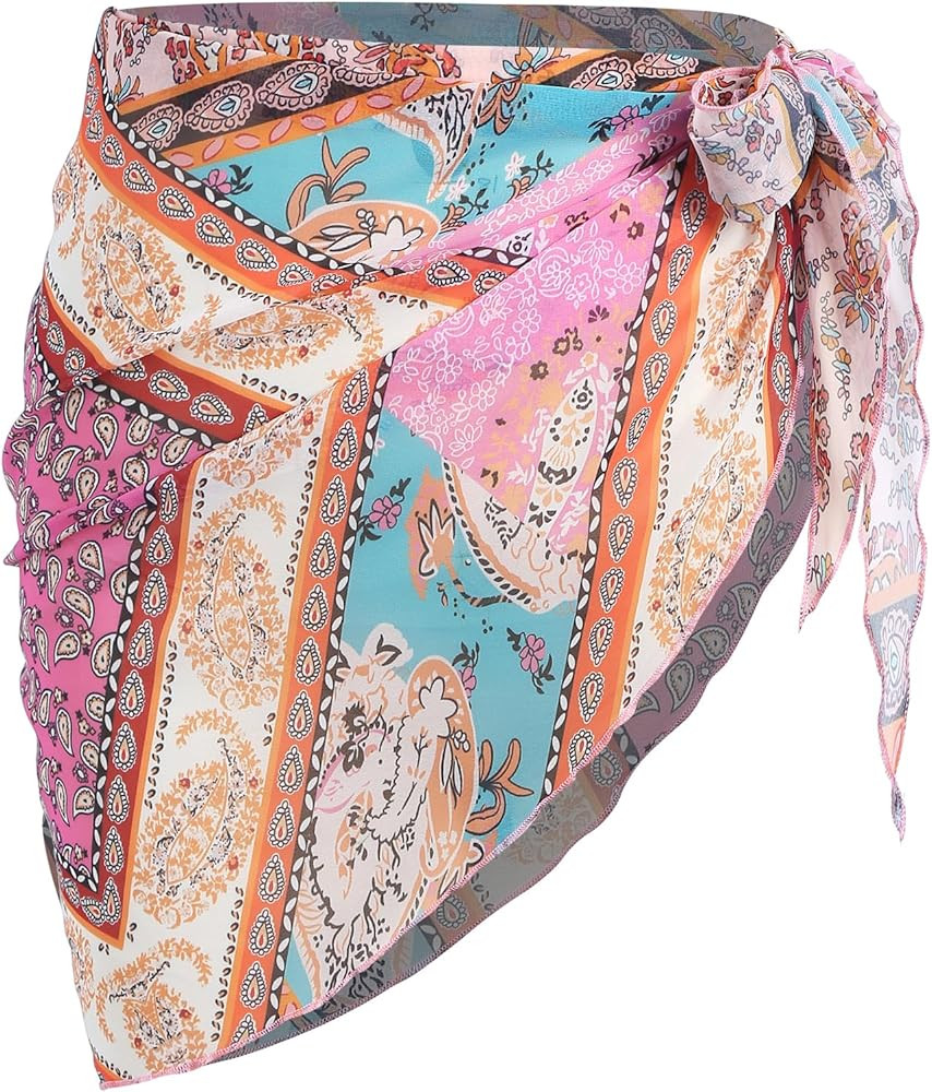 ZAFUL Boho Beach Cover Ups for Women Sarong Coverups Sheer Bikini Chiffon Wraps Skirts for Swimwe... | Amazon (US)