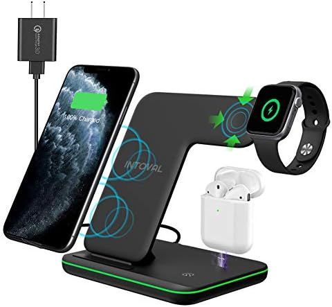 Intoval Wireless Charger, 3 in 1 Charger for iPhone/iWatch/Airpods, Qi-Certified Charging Station... | Amazon (US)