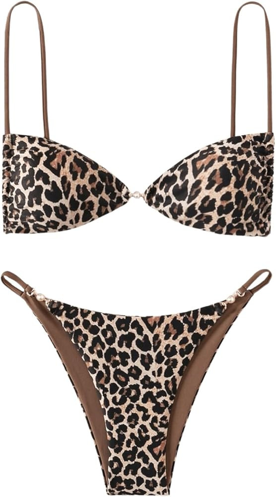 SOLY HUX Bathing Suit for Women Leopard Print Bikini Sets Two Piece Swimsuit | Amazon (US)