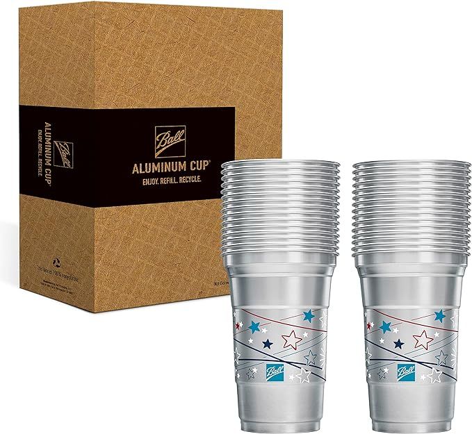 Ball Aluminum Cup Recyclable Party Cups, Summer Celebration Design, 20 oz. Cup, 30 Cups Per Pack | Amazon (US)