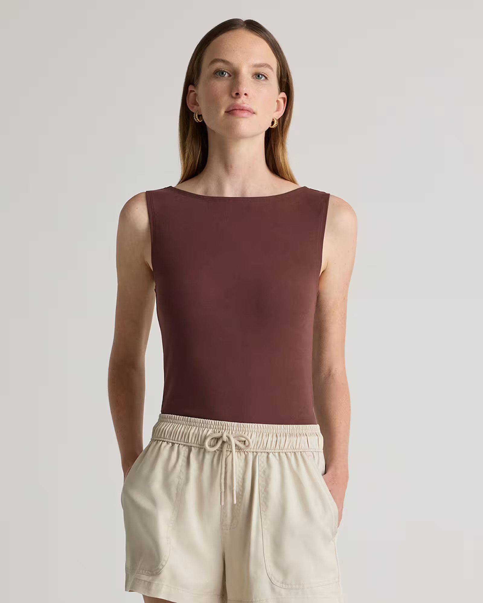 Stretch Cotton Jersey Boat Neck Tank | Quince