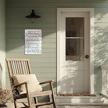 Heuhuww Welcome Porch Rules Tin Sign,Vintage Patio Wall Art,Outdoor Rustic Farmhouse Home Backyar... | Amazon (US)