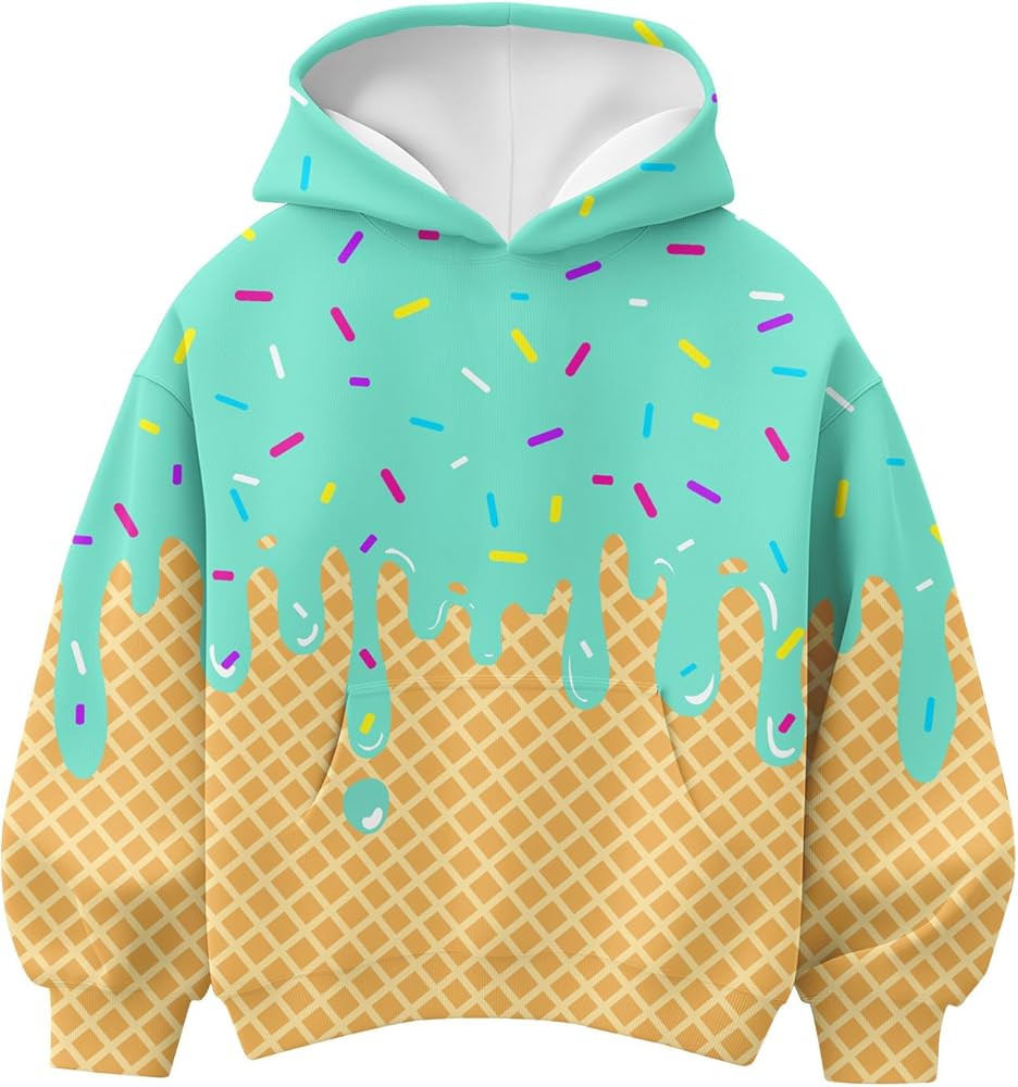 Idgreatim Boys 3D Graphic Hoodies Kids Casual Sport Thin Pullover Sweatshirt Size 7-14T | Amazon (US)