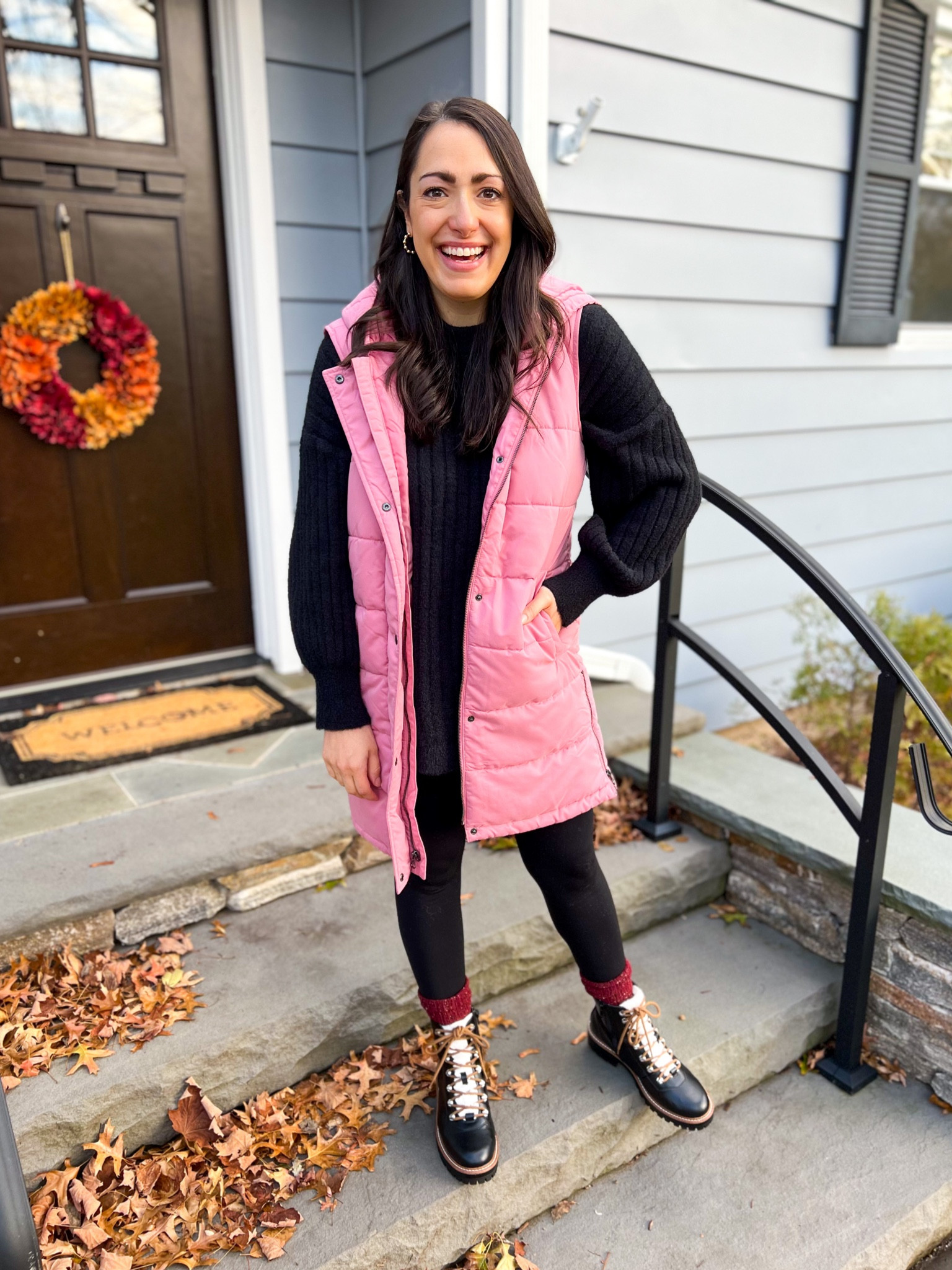 Aerie sweater: medium
Leggings: small
Vest: small
Boots: sized up half 

#LTKworkwear #LTKstyletip #LTKSeasonal