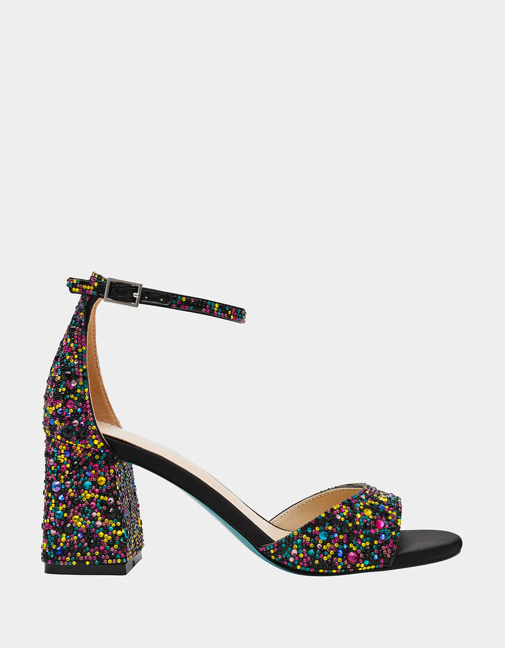KAMI BLACK MULTI Block Heel Open Toe Women's Heel | Betsey Johnson