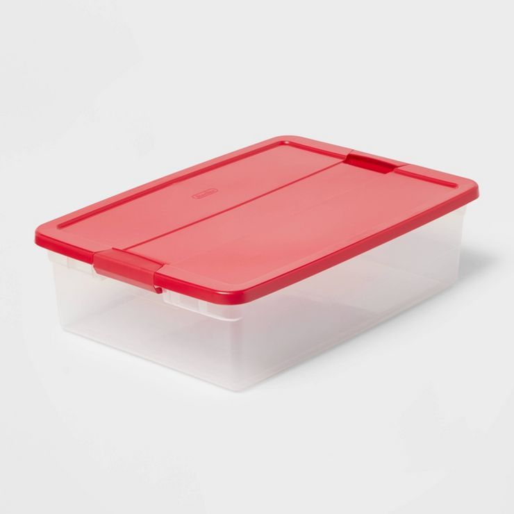 32qt Latching Clear Storage Box with Red Lid - Brightroom™ | Target