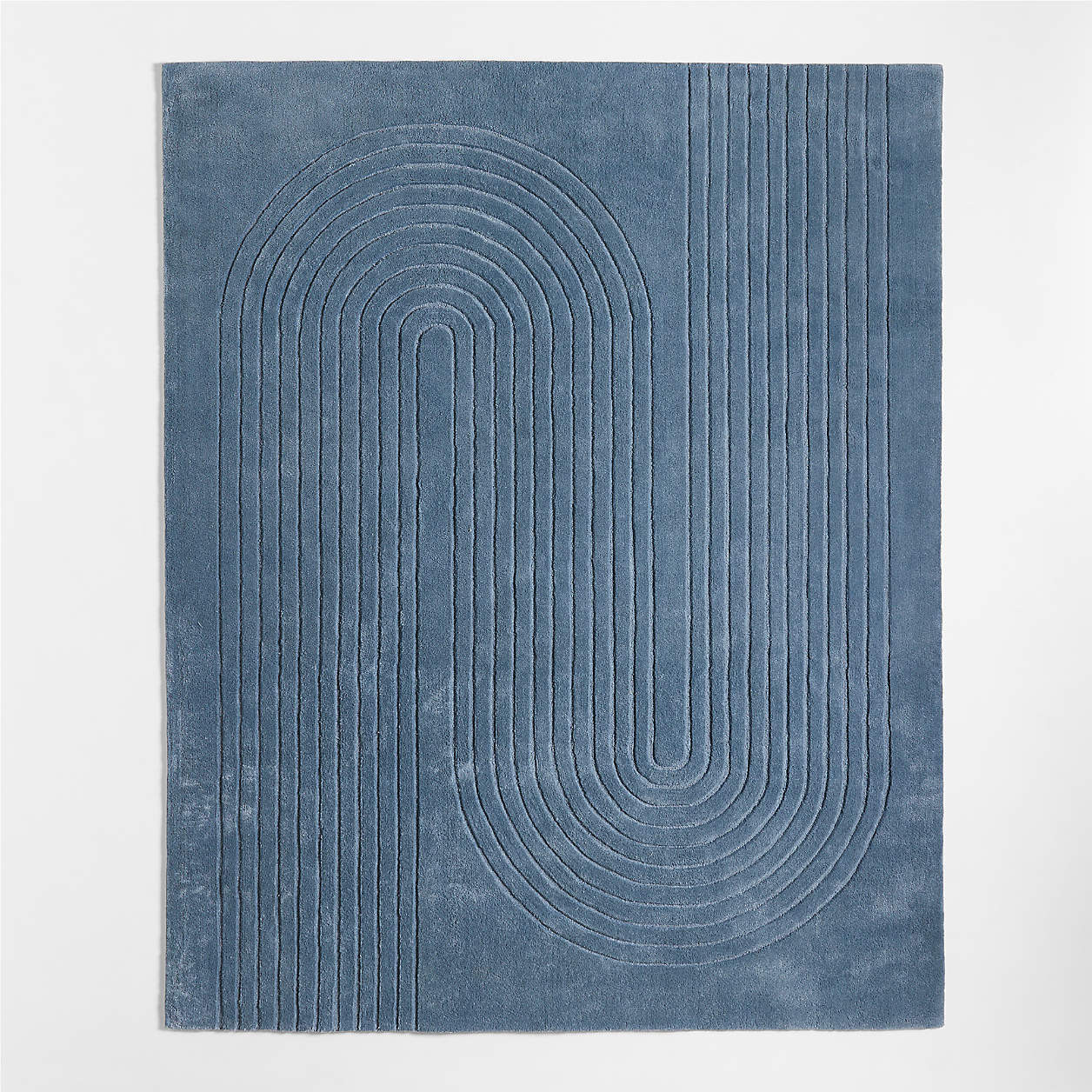 Geo Carved Slate Blue Kids Performance Area Rug 5'x8' + Reviews | Crate & Kids | Crate & Barrel