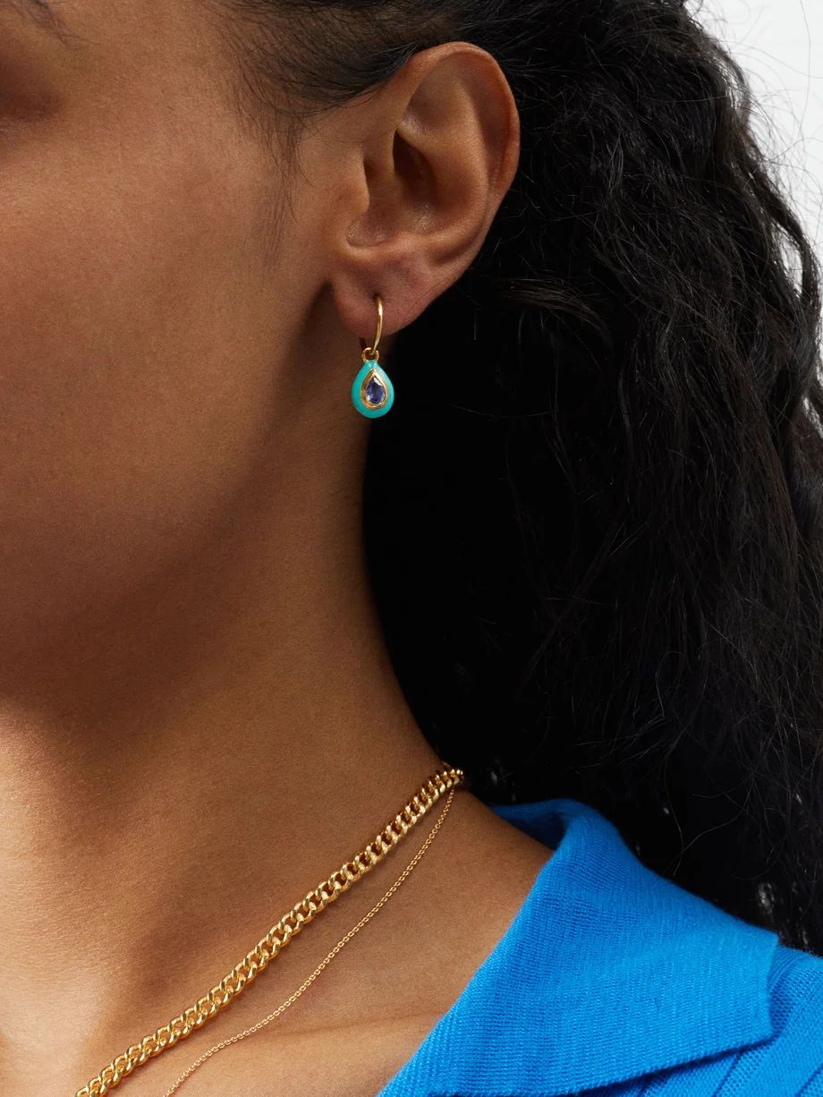 Enamel & 18kt recycled gold-vermeil hoop earrings | Matches (UK)
