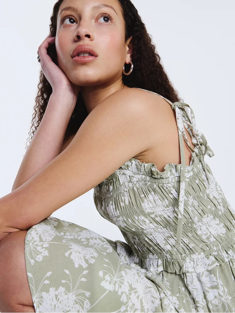 Free Assembly Women's Smocked Peplum Maxi Dress, Sizes XS-XXL | Walmart (US)