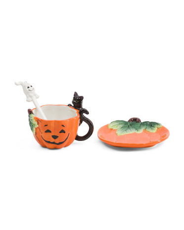 Pumpkin Cup And Saucer With Spoon Set | TJ Maxx