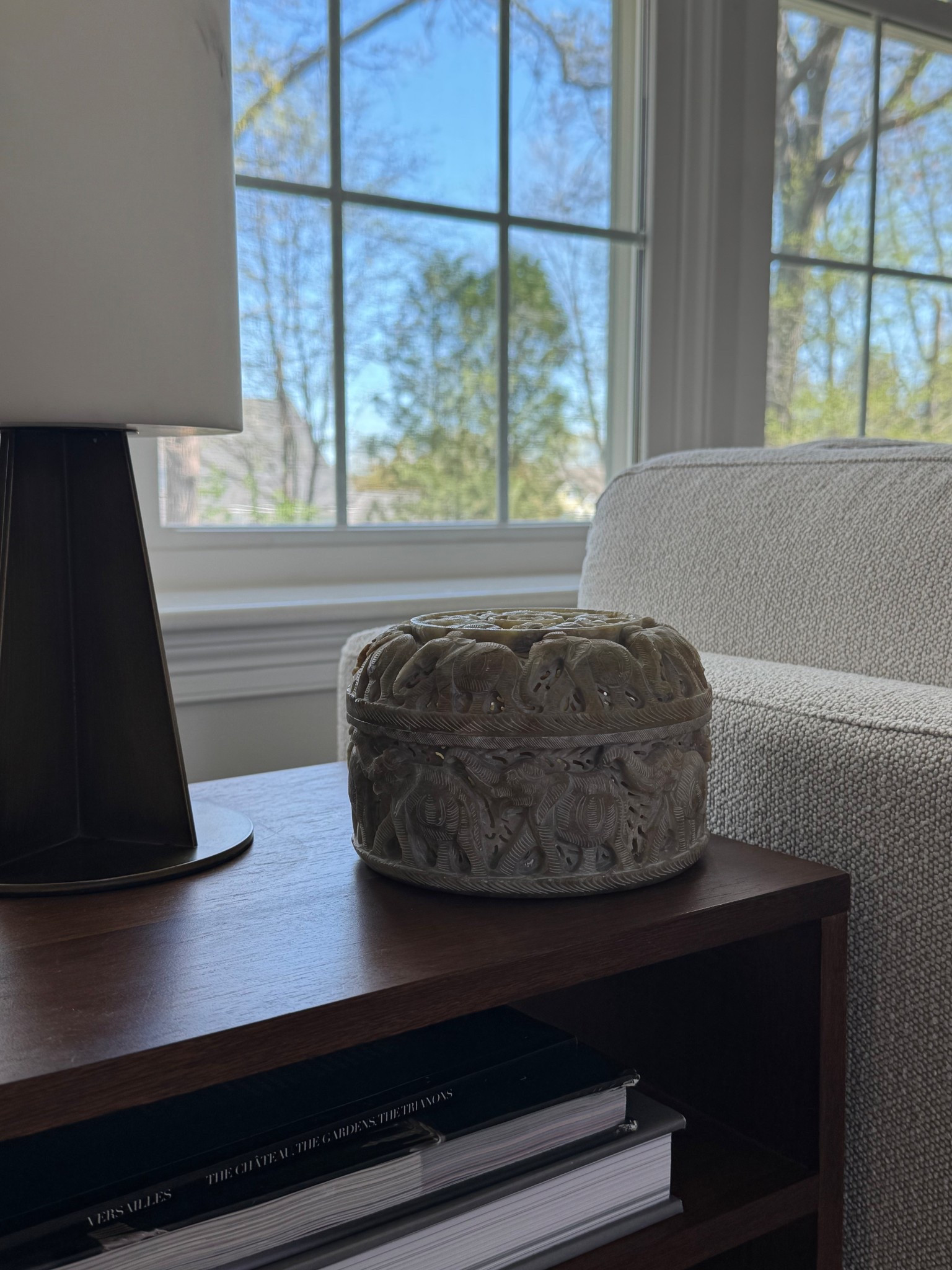 Carved marble box 
Modern table lamp

#LTKHome