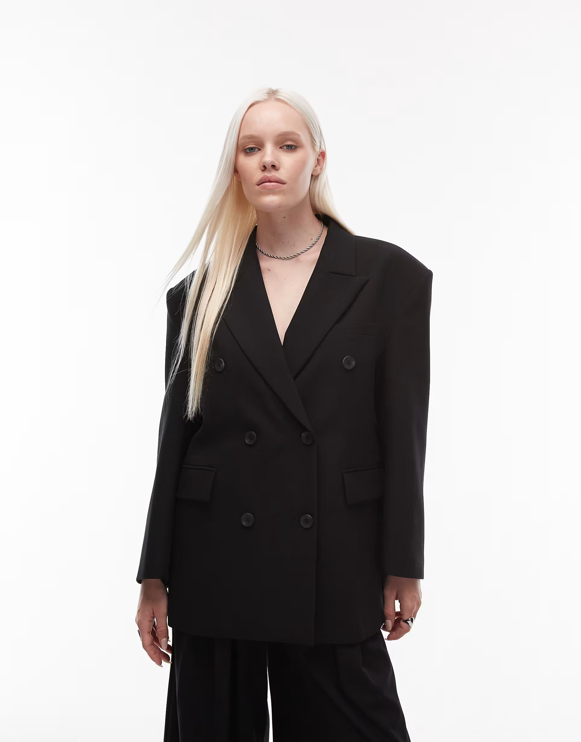 ASOS DESIGN double breasted oversized blazer in black | ASOS (Global)