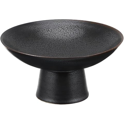 Matte Black Pedestal Bowl, Textured Matte Black,Cylindrical Footed, Natural and Minimalist Style,... | Amazon (CA)