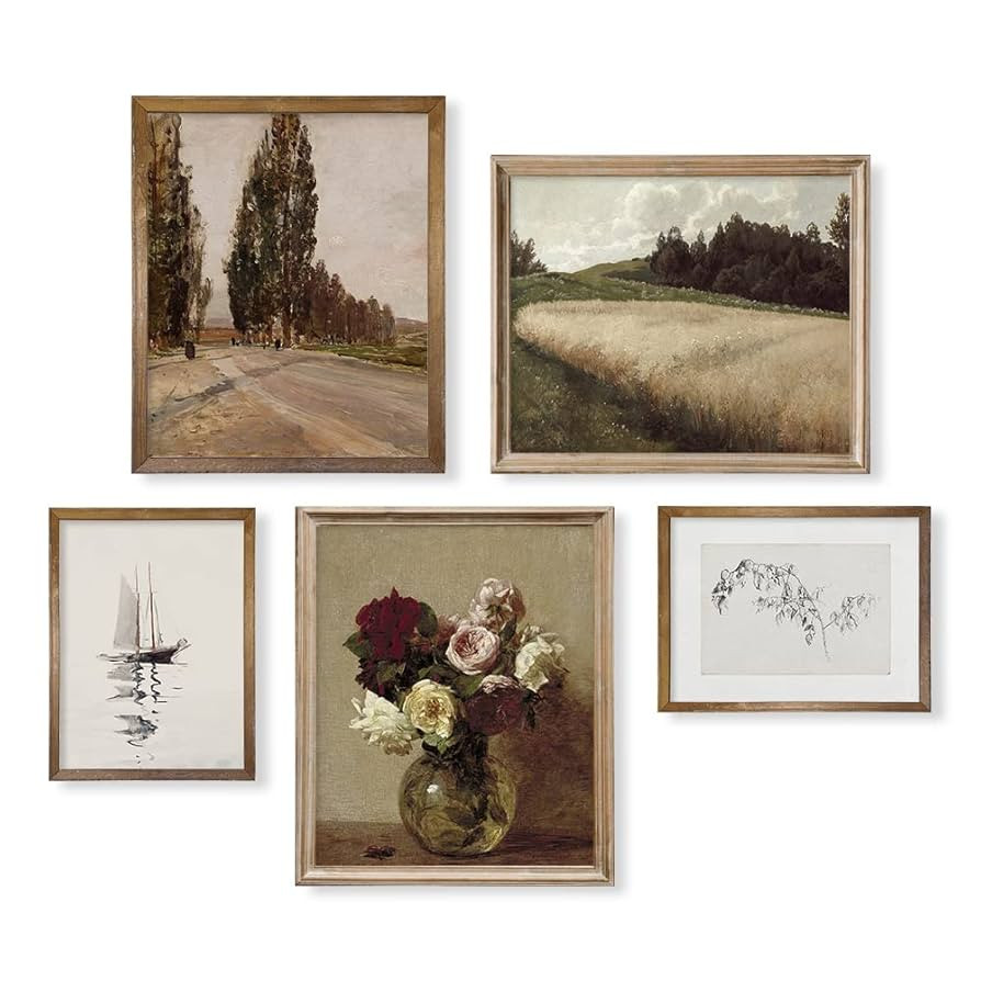 Vintage Boho Wall Art & Decor - Neutral Wall Print for Farmhouse Bathroom Kitchen Bedroom - Natur... | Amazon (US)