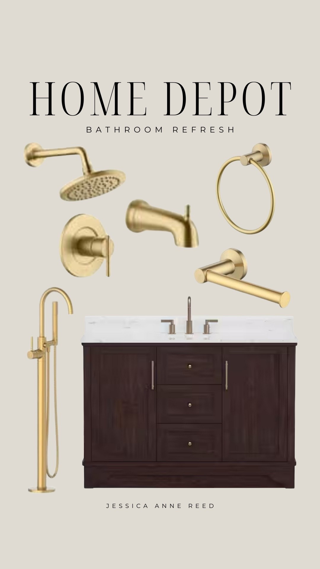 @HomeDepot Winter Bath Event is the perfect time for an easy designer inspired refresh. Save up to 40% on select online bath now through 3/27!  The Glacier Bay Eastwood 37” vanity with a Carrara white engineered stone top and warm brass hardware, plus the Dorind faucet and bath accessories are timeless and look designer without a full renovation.

 #SmallProjectsBigImpact #GlacierBay #TheHomeDepotPartner #ad



#LTKHome #LTKSaleAlert