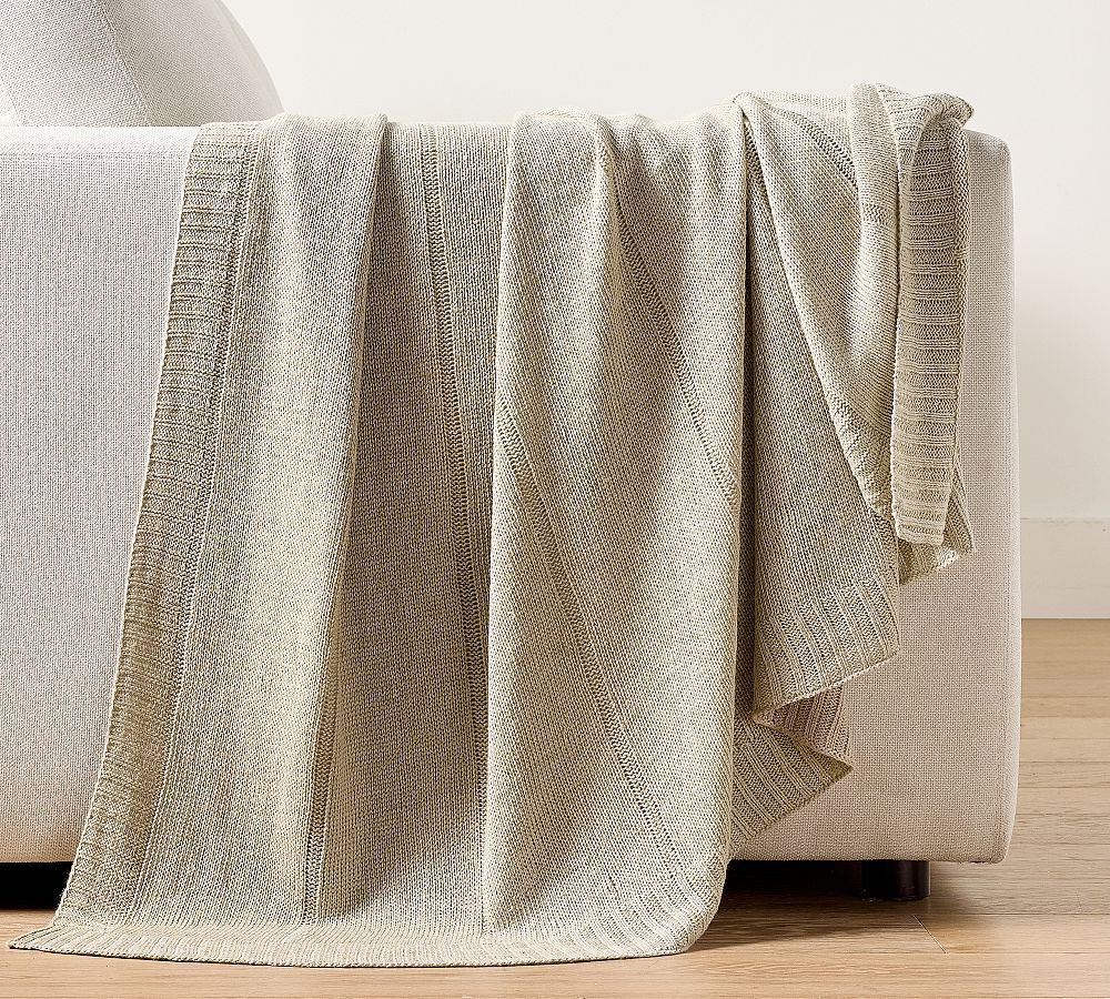 Hyannis Linen Knit Throw, Sand, 50" x 60 | Pottery Barn (US)