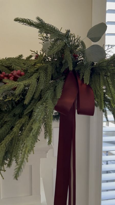 Realistic Christmas garland, real touch Norfolk pine garland, red Christmas decor, berry stems, satin burgundy holiday ribbon 

#LTKhome #LTKSeasonal #LTKHoliday