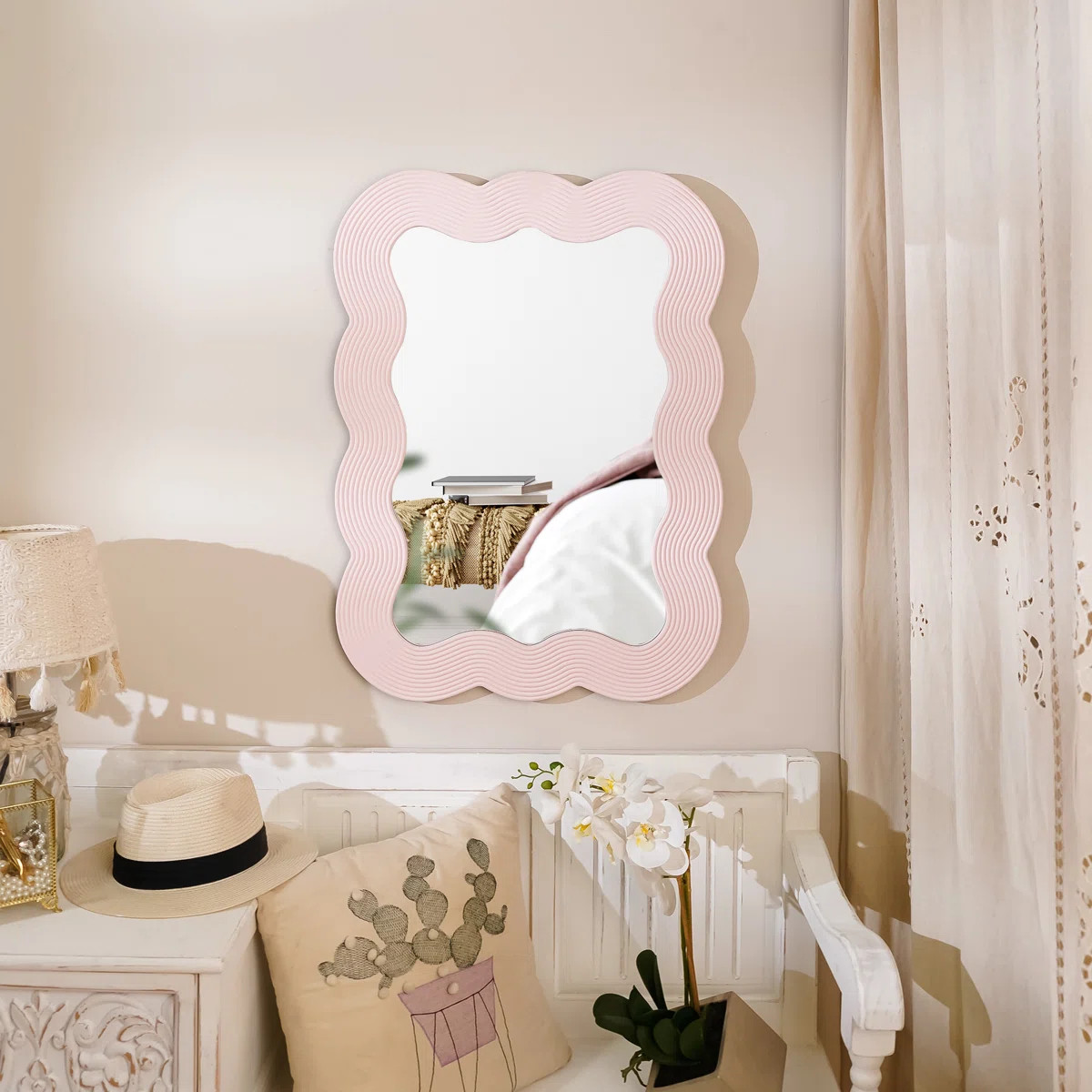 Wavy Wood Wall Mirror Flat Wall Mirror Full Length Mirror | Wayfair North America