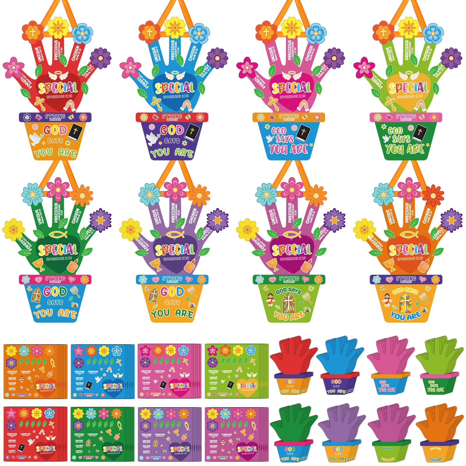 Frienda 48 Set Mother's Day Craft Kit for Kids Spring Religious Flower Handprint Art Craft God Sa... | Amazon (US)
