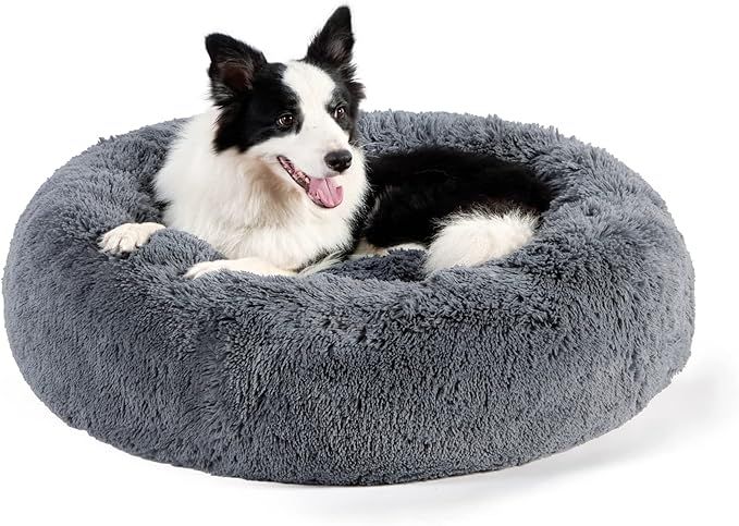 BEDSURE Calming Dog Bed for Large Dogs - Donut Washable Large Pet Bed, 36 inches Anti Anxiety Rou... | Amazon (US)