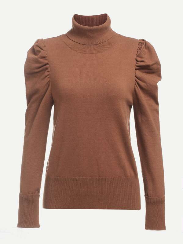 Turtleneck Puff Sleeve Jumper | SHEIN