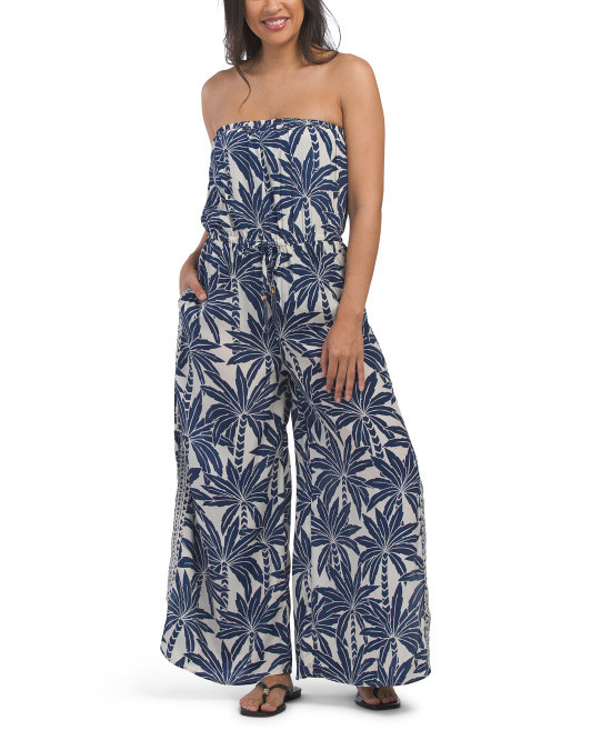 Printed Silky Crepe Cover-up Jumpsuit | TJ Maxx