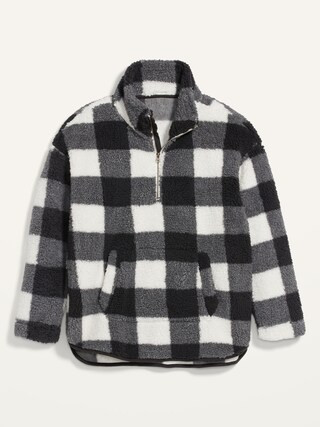 Loose Cozy Sherpa Plus-Size Half-Zip Sweatshirt | Old Navy (US)