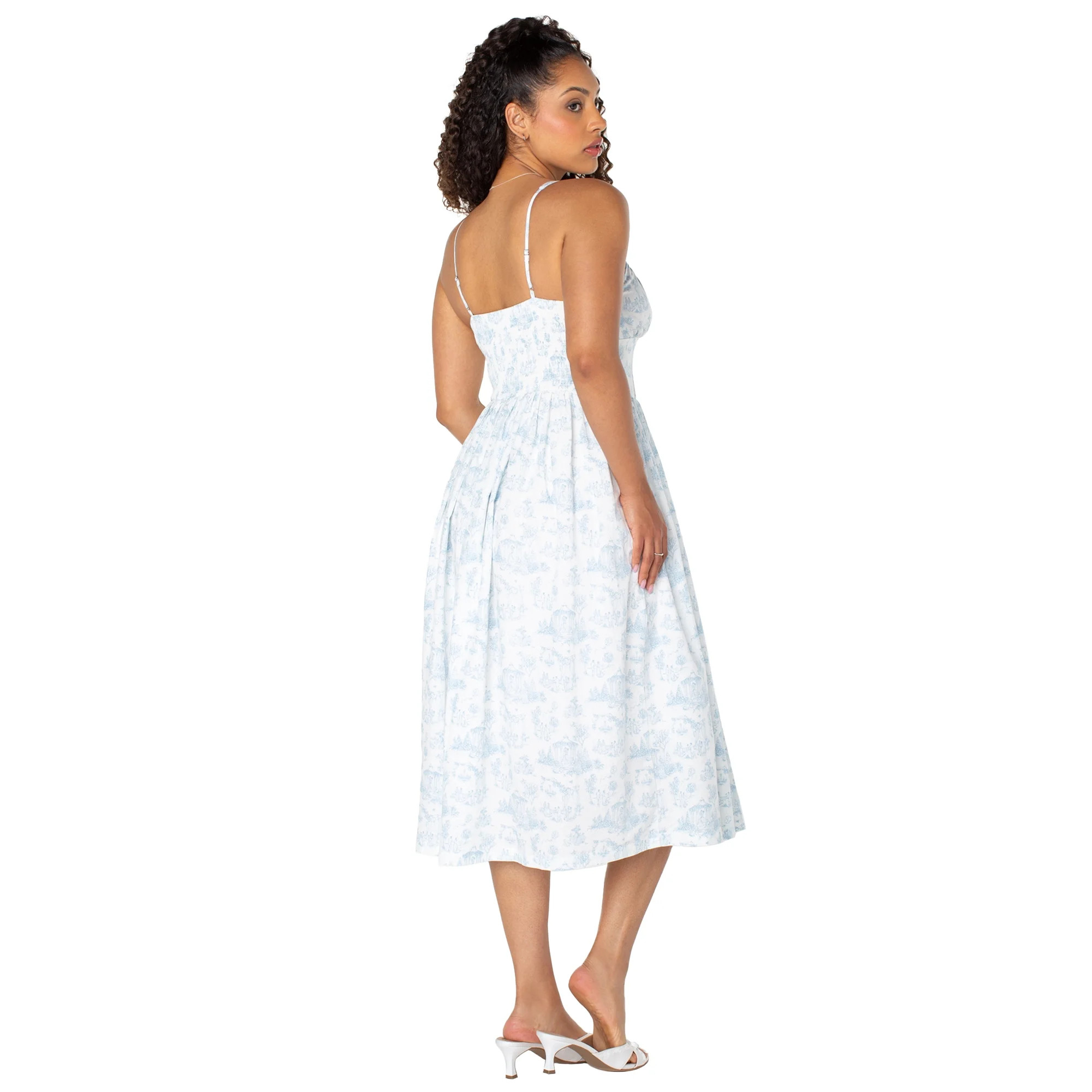 Bridgerton Celebrity Pink Women's and Women's Plus Basque Waist Midi Toile Dress, Sizes XS-4X | Walmart (US)