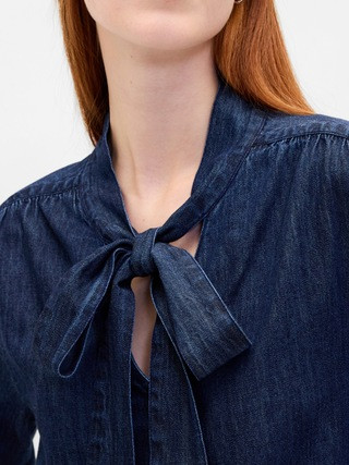 Denim Tie-Neck Shirt | Gap | Gap (US)