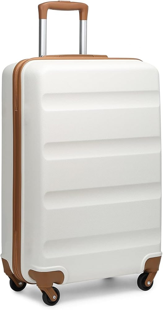 Kono Carry on Luggage Hard Shell ABS Cabin Suitcase 4 Wheeled Spinner 55cm 33L (Cream White) | Amazon (UK)