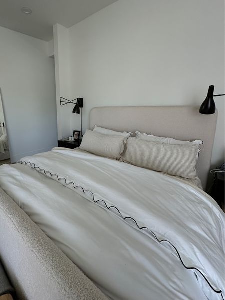 Linen sheets // scallops // scallop sheets // stripe sheets // summer bedding 

#LTKHome