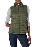 Amazon.com: Amazon Essentials Women's Lightweight Water-Resistant Packable Puffer Vest, Olive, La... | Amazon (US)