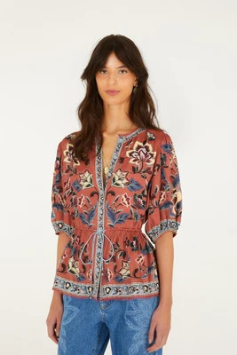 Floral Beauty Tapestry Blouse, FLORAL BEAUTY TAPESTRY BLUSH PINK / L | FarmRio (US)