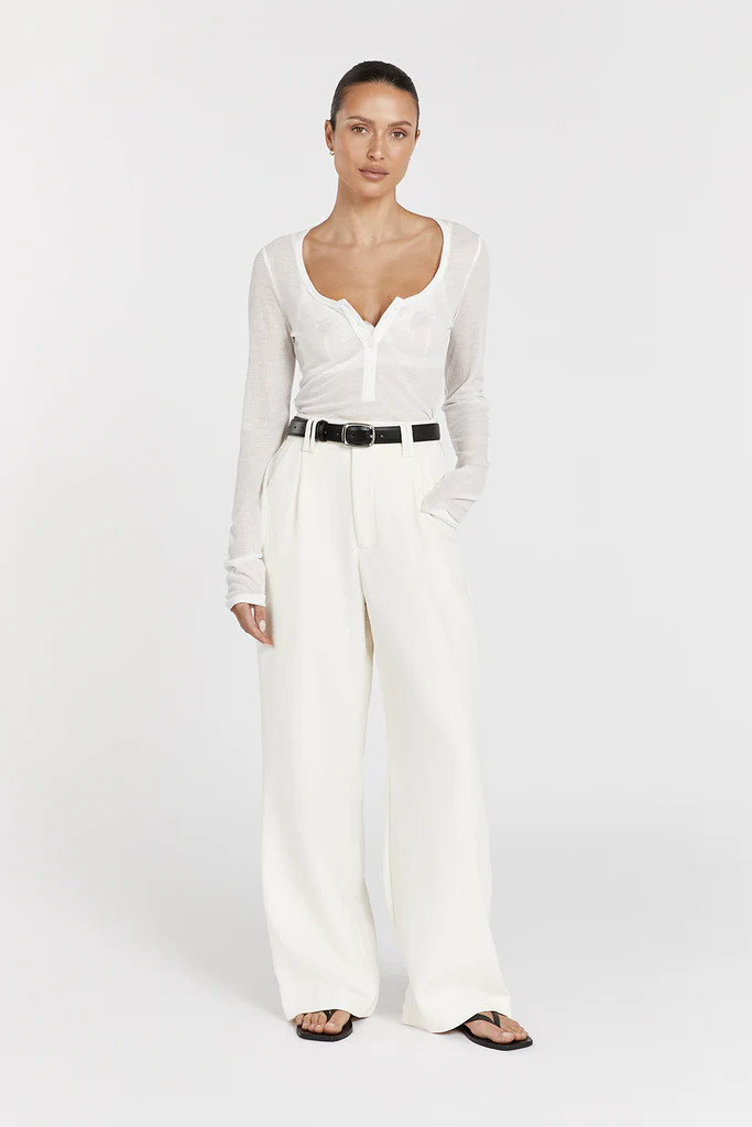 ARDEN OFF WHITE LONG SLEEVE KNIT TOP | DISSH