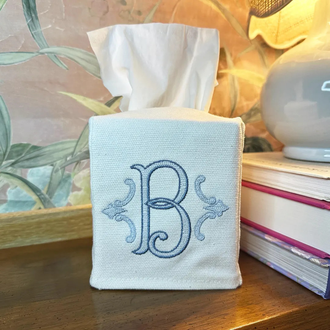Monogram Tissue Box Cover with Customizable Colors | Etsy (US)