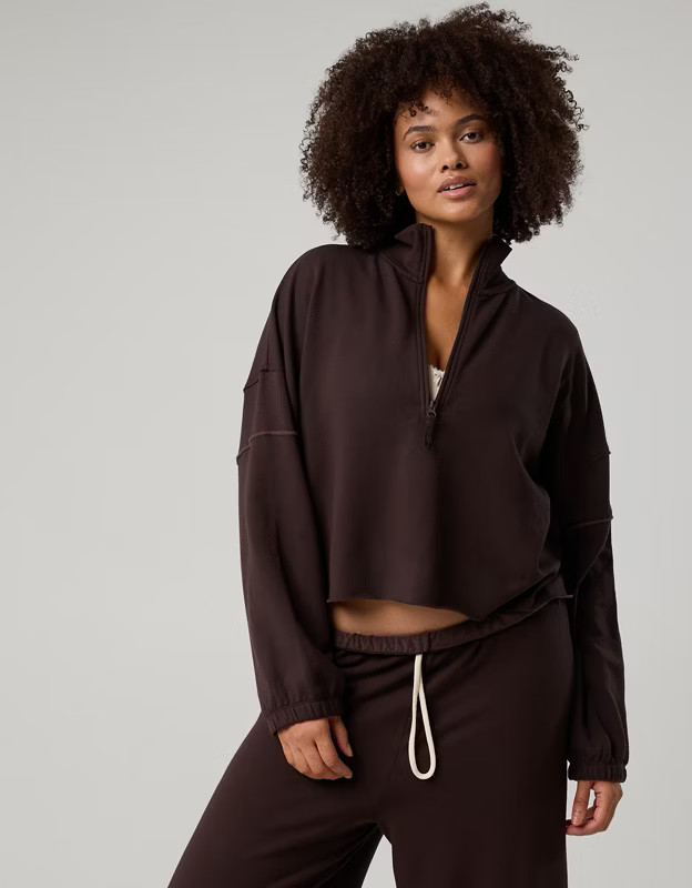 OFFLINE By Aerie OTT Seamed Quarter Zip Sweatshirt | Aerie