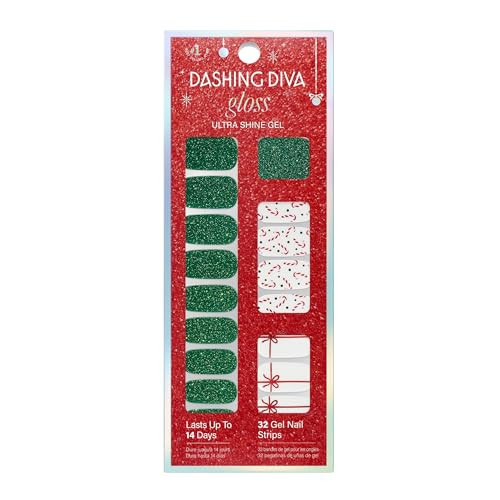 Dashing Diva Gloss Nail Strips - Big Red Bow - UV Free, Chip Resistant, Long Lasting Gel Nail Stickers - 3-Piece Holiday Manicure Set - Contains 32 Wraps, 1 Prep Pad, 1 File | Amazon (US)