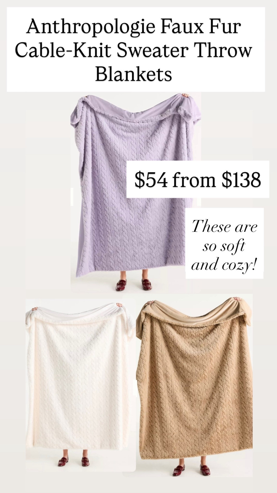 Anthropologie Faux Fur Cable-Knit Sweater Throw Blankets are $54 from $138

#LTKHome