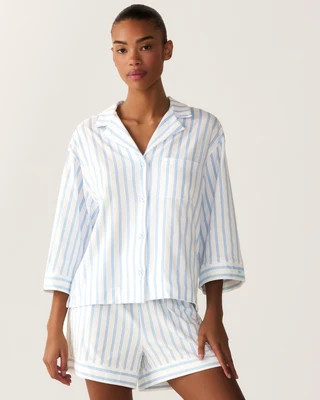 The Olivia Pima Short Set in Periwinkle Stripe XL | Petite Plume