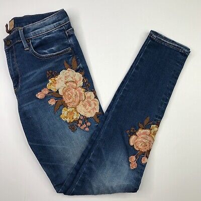 Driftwood "Jackie" Embroidered Flower Jeans Women’s Size 26x29 | eBay US
