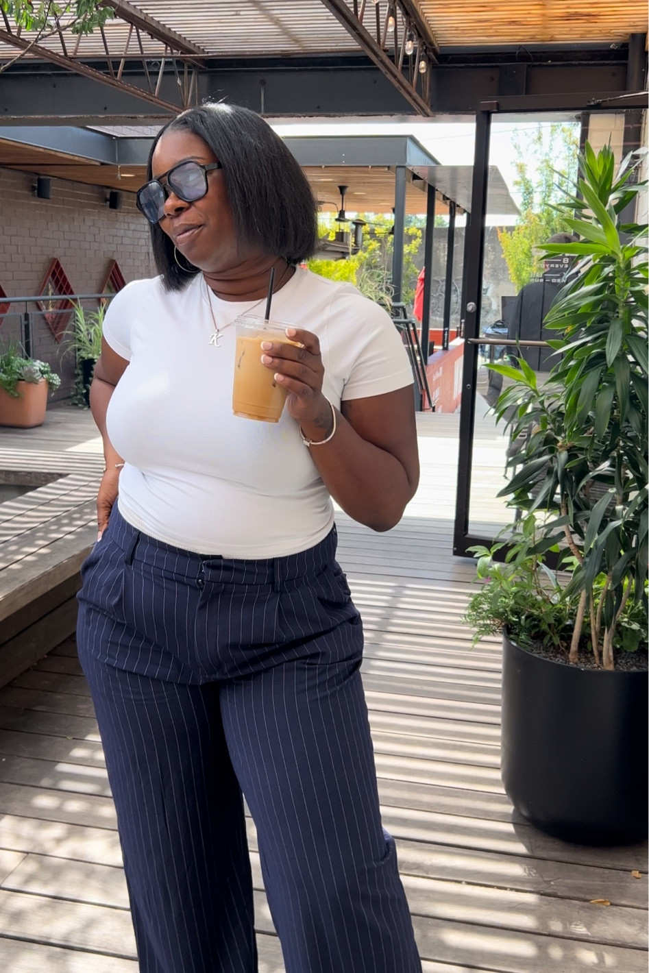 Coffee Shop Outfit..Pants& top are a Large - Sunnies (5Below $5) 

#LTKMidsize #LTKStyleTip #LTKFindsUnder50