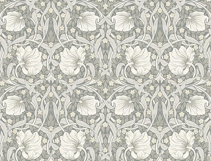 NextWall Pimpernel Floral Peel and Vinyl Stick Wallpaper (Alloy Grey & Alabaster) - One | Amazon (US)