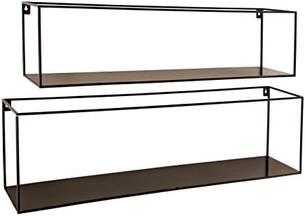 WHW Whole House Worlds Industrial Chic Rectangle Floating Shelves, 2 Wall Mounted Pieces, Black I... | Amazon (US)