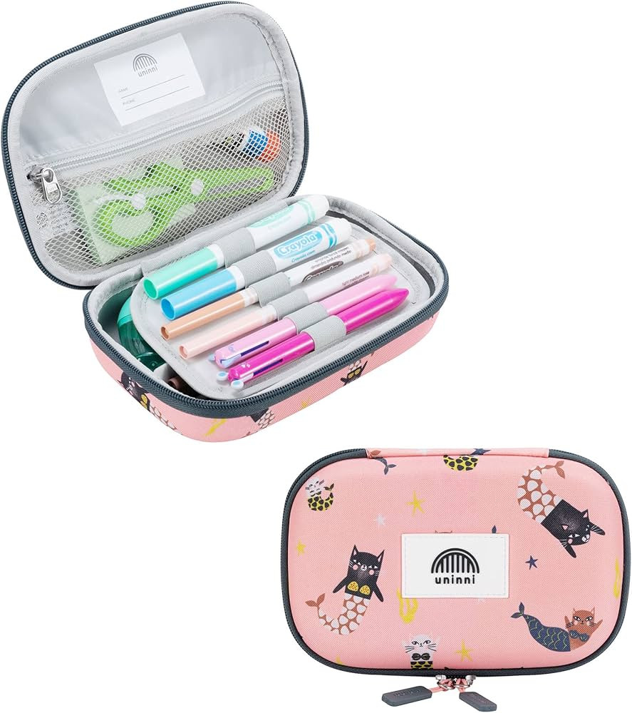 Cat Mermaid Pencil Case for Girls And Boys - Large Kids Pencil Case with Mesh Storage Pocket & 2 ... | Amazon (US)