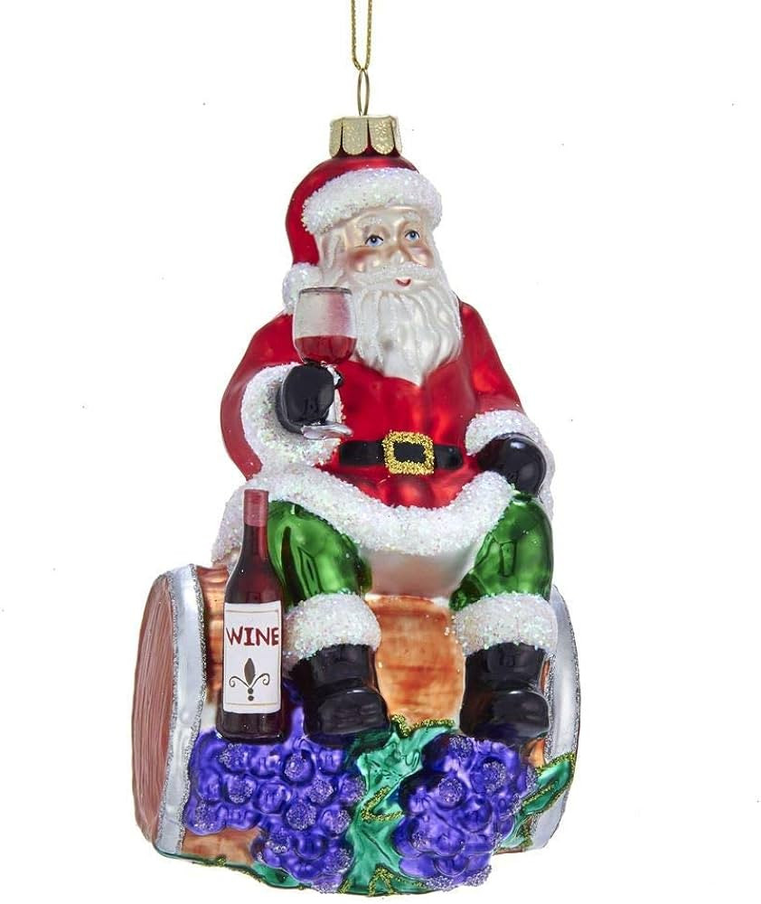 Noble Gems™ Santa On Wine Barrel Glass Ornament, Christmas | Amazon (US)