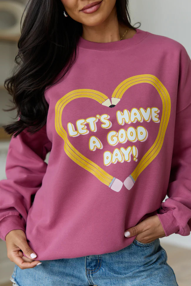 Pencil Heart Rose Graphic Sweatshirt | Pink Lily