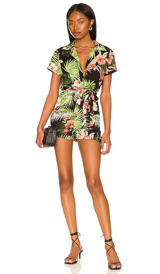 Kourtney Deep V Romper in Black Multi | Revolve Clothing (Global)