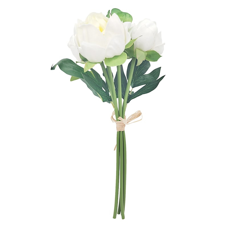 White Real Feel Peony Floral Bush, 12" | At Home