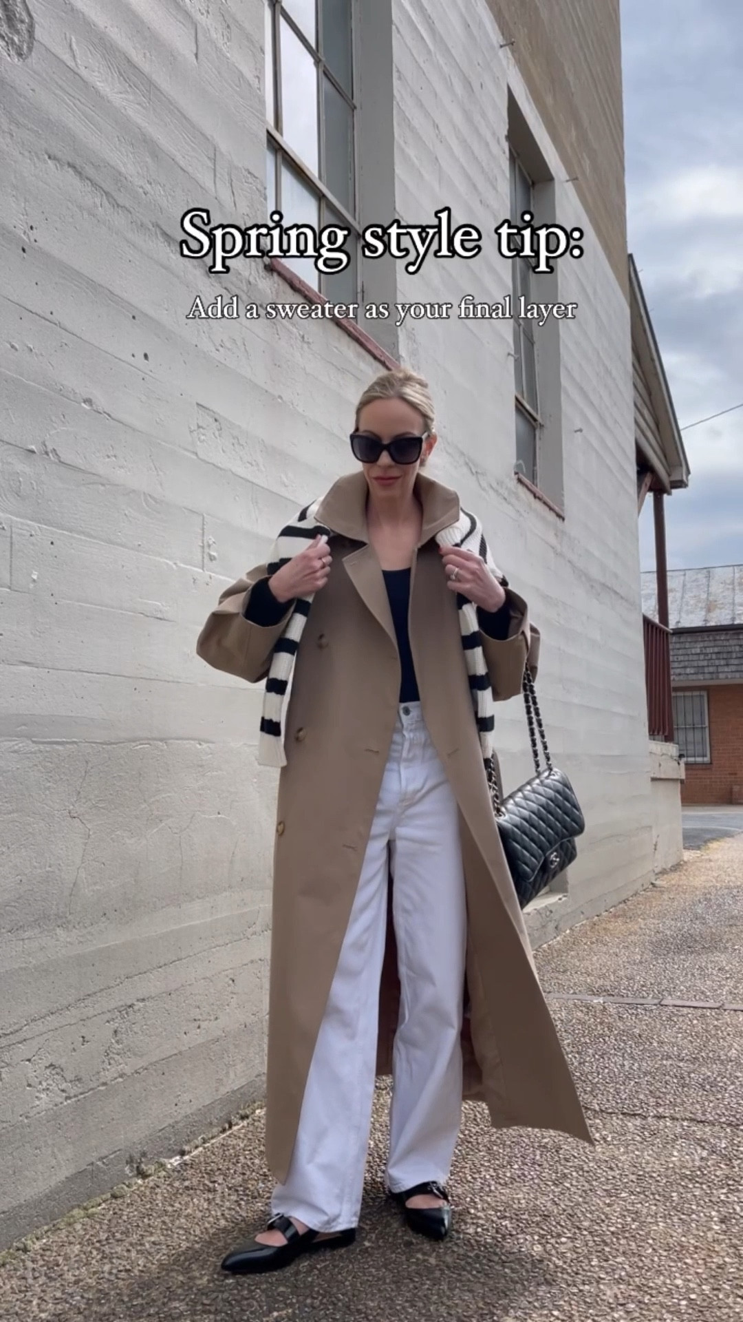 Spring outfit, trench coat, white baggy jeans, striped sweater, ballet flats, spring trends 

#LTKspring #LTKspringtrends #LTKSeasonal