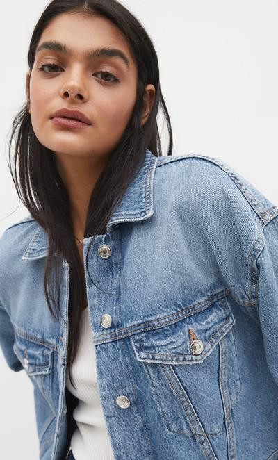 Veste en jean cropped - Vestes femme | Stradivarius France | Stradivarius (FR)